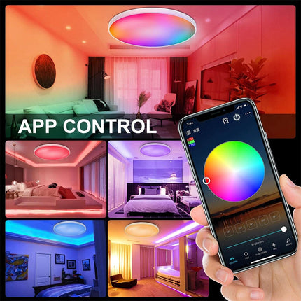 RGB LED Ceiling Light Round 28W Oyster Lamp Modern LED Downlight White