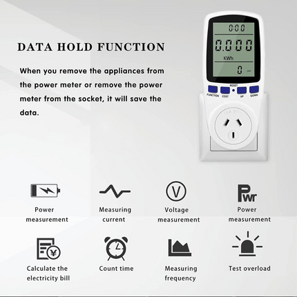 Plug 240V Watt Meter Power Energy Monitor Equipment Electricity Usage Socket