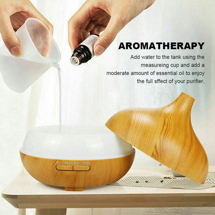 550ml Aromatherapy Diffuser Aroma Essential Oils Air Humidifier Wood Grain Type3 Light Wood Air Diffuser