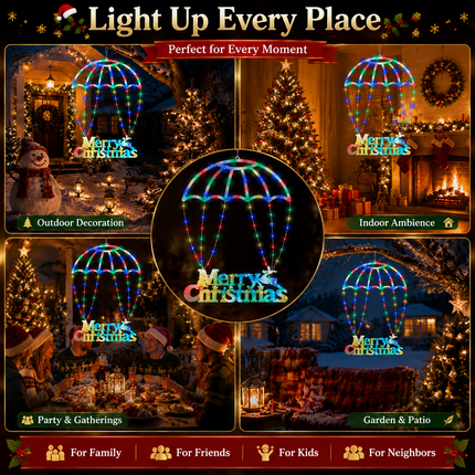 72cm Solar Merry Christmas LED Window Light Multicolour Hanging Xmas Decoration