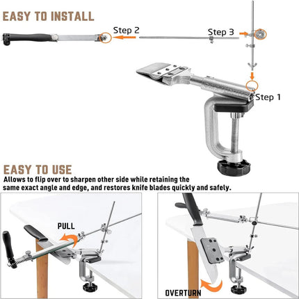 Knife Sharpener System Angle Adjustable Sharpening w/ 10 Whetstones & Gloves Set