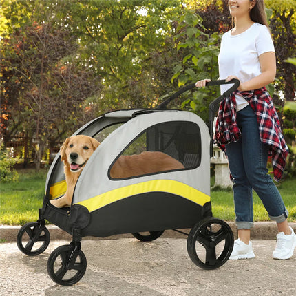 XXL Large Dog Stroller Outdoor Pet Jogger Stroller with Easily Walk in/Out Doors