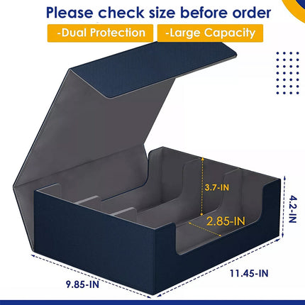 Card Deck Storage Box 1800+ Card Deck Holder Box Trading Card Storage Box Magnet Blue
