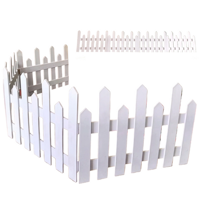 160cm White Wooden Christmas Tree Fence 4-Section Picket Holiday Decor Indoor Outdoor