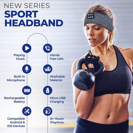 Wireless Bluetooth Headband Sleep Headphones Ultra-Soft Music for Side Running