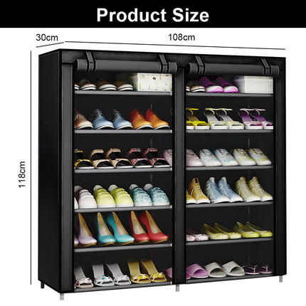 UP TO 36 Pairs Shoes Cabinet Storage Shoe Rack with Cover Portable Wardrobe Black