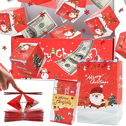 10 Bounces Christmas Surprise Gift Box Explosion for Money-Folding Pop-Up Explosion Gift Box Red