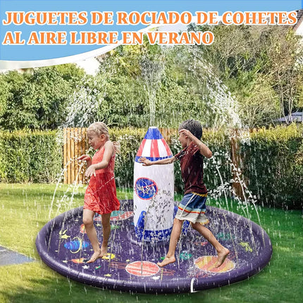 Sprinkler Water Play Mat Rocket Splash Outdoor Inflatable Pad Pool Fun Kids