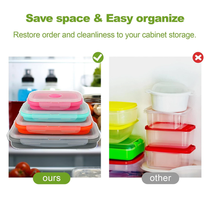 4Pcs Set Silicone Food Storage Containers Collapsible Flat Box Camping Lunch Box
