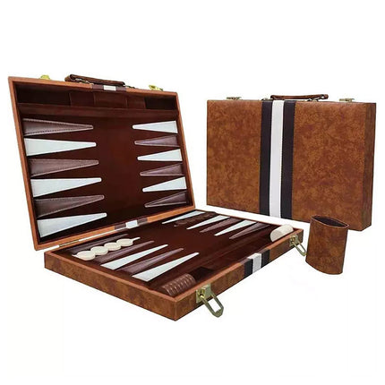 19" Premium Leather Backgammon Board Game Set for Adults Kids Classic Game Play