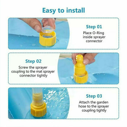 170CM Kids Sprinkler Water Mat Splash Play Pad Inflatable Spray Pool Toy Dinosaur