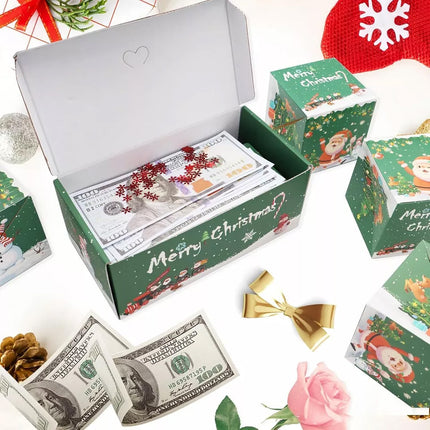 10 Bounces Christmas Surprise Gift Box Explosion for Money-Folding Pop-Up Explosion Gift Box Green