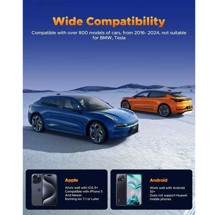 2 in1 Wireless Carplay Android Auto Adapter WiFi BT Auto Connect USB Dongle