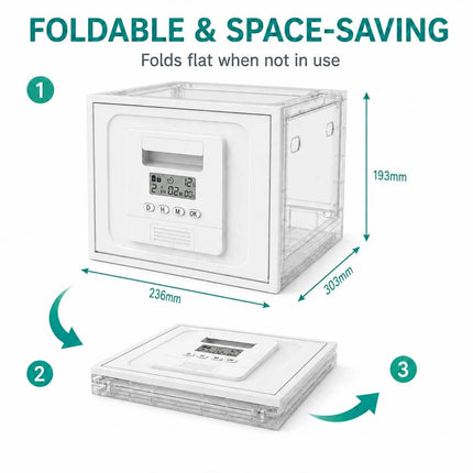 Timer Lock Box Food Snack Phone Medicine Safe 3 Digit Password Foldable Storage