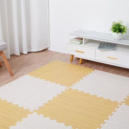 24x Eva Foam Mat Jigsaw Gym Floor Tiles Kids Soft Play Classic Interlocking White Grain