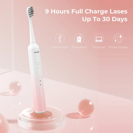 Sonic Electric Toothbrush Rechargeable 6 Modes 8 Brush Heads 2 Min Timer