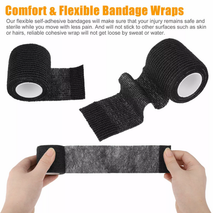 24pcs Tattoo Grip Wrap Tape Cover 5cm*4.5m/ Roll Self-adhesive Elastic Bandage