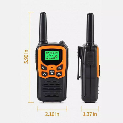 2x Walkie Talkies 10KM Long Range Two-Way Walkie-Talkie Radios w/ LED Flashlight Black