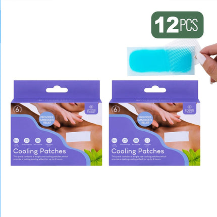 Cooling Patches Heat Fever Headache Pads Sunburn Skin Pain Kid Adult Soft Gel  2 pack / 12 pcs