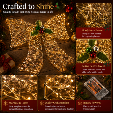 Light Up Your Christmas with a Stunning LED Bow Light – Festive Decoration for Doors, Windows & Outdoor Spaces