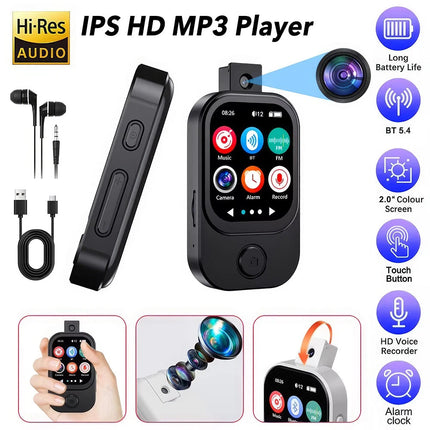 MP3 Player Touch Screen Bluetooth Music Speaker FM Radio Voice Recording W/ Cam