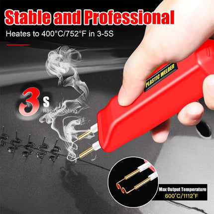 Hot Stapler Gun Plastic Welder Repair Car Bumper Welding Machine with 200 Staple Black