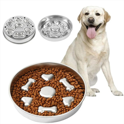Slow Feeder Dog Bowls 304 Stainless Steel Metal Dog Food Bowl Non-Slip Base