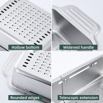 304Stainless Steel Adjustable Sink Drain Basket Retractable Kitchen Storage Rack