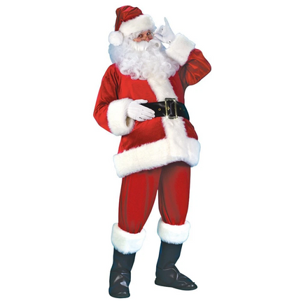 Santa Claus Verlour Christmas Xmas Clause Suit Fancy Dress Up Mens Costume