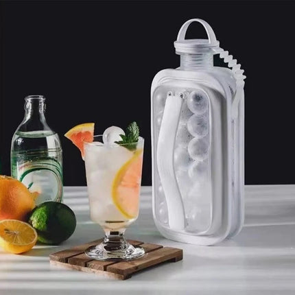 2 in 1 Portable Ice Jug ICE Ball Maker Mould POP Container Water Kettle Bottle White