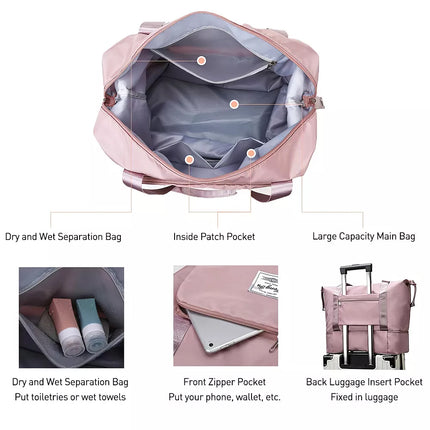 Foldable Travel Bag Unisex Lightweight Large Capacity Folding Duffel Travel Bag Purple