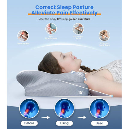 Orthopedic Memory Foam Pillow for Neck Head Shoulder & Back Pain Relief Support