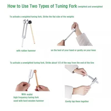 4Pcs Tuning Fork Set w/Hammer for Healing Chakra,Sound Therapy,Reliever Stress
