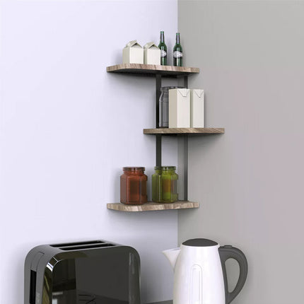 3 Tier Ledge Corner Shelf Modern Floating Wall Shelves Storage Display Shelving