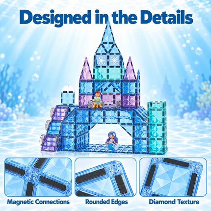 82 Pcs Diamond Magnetic Tiles Mermaid Castle 3D Building Set Christmas Gift