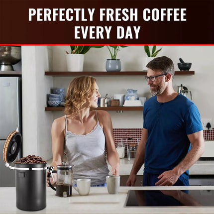 1.8L Coffee Canister Airtight Stainless Steel Vacuum Storage Bean Container