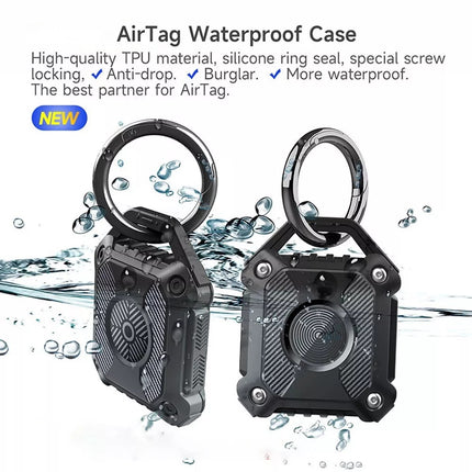 Black Apple AirTag Protective Case Waterproof TPU Cover Air Tag Tracker Loop Holder