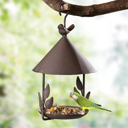 Hanging Bird Feeder Parrot Iron Food Container Wild Seed Outdoor Birdfeeders