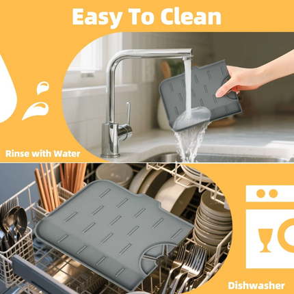 2pcs Silicone Faucet Drain Pad Drip Catcher Tray Kitchen Sink Splash Guard Slip Mat