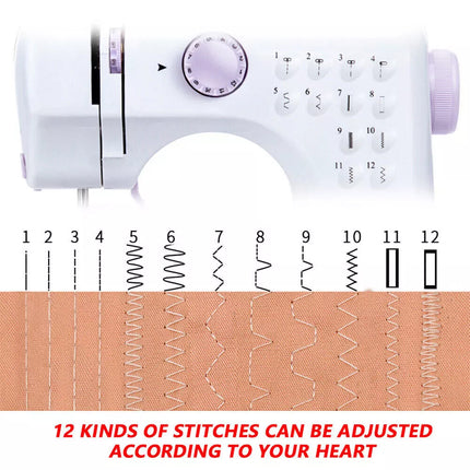 Mini Sewing Machine 12 Stitch Electric Foot Pedal 2-Speed for DIY and Repairs