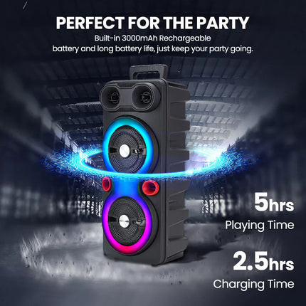 2000W Loud Bluetooth Speaker Portable Party Outdoor Wireless Subwoofer with Mic