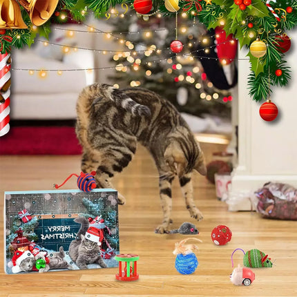 Cat Advent Calendar Christmas Countdown Calendar for Kitten Toys 24 PCS