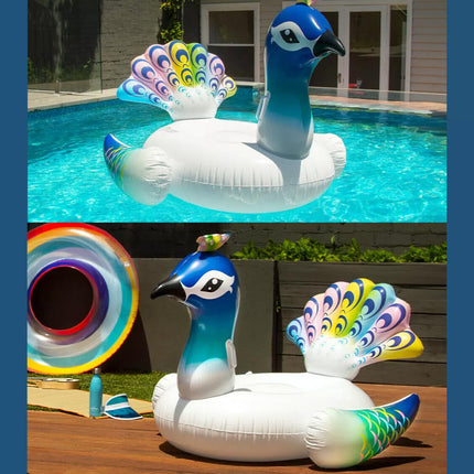 Swim Pool Beach Inflatable Peacock Ride-On-Float Beach Fun Toy Lounge