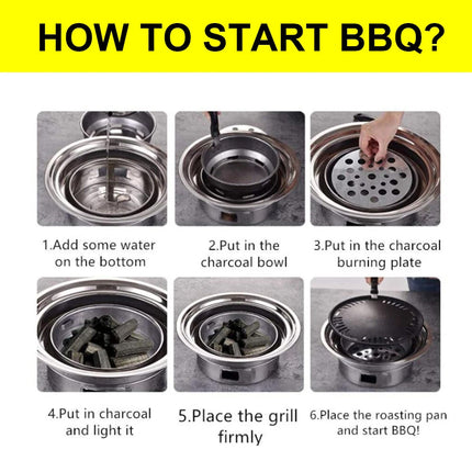 Portable Korean BBQ Grill Table Charcoal Camping Party Outdoor Barbecue Tool Set