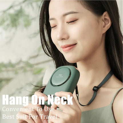 Mini Portable Fan 5V USB Rechargeable Hanging Neck Desk Stand Air Cooler Fans Green