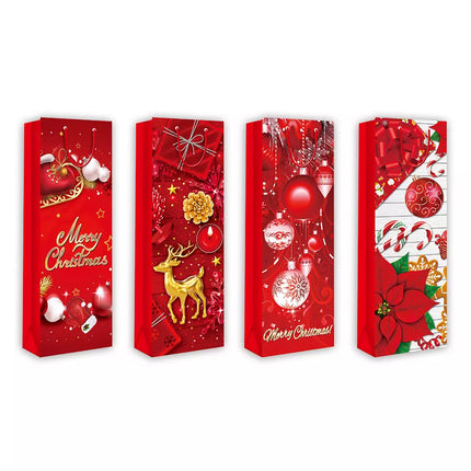 12 Christmas Wine Gift Bag Bottle Xmas Decoration Drawstring Decor Party Holder Red