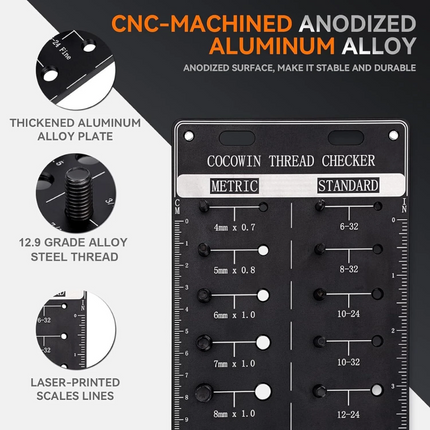 34 Thread Checker Nut and Bolt Size Screw Identifier Gauge with Standard Metric