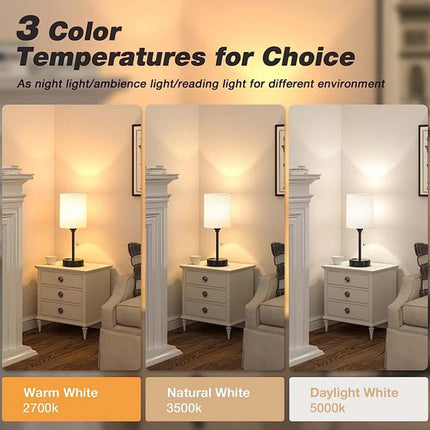 2 PACK Bedside Lamps Linen Table Light USB Port 3 Way Dimmable Pull Chain Switch Beige 2Pcs