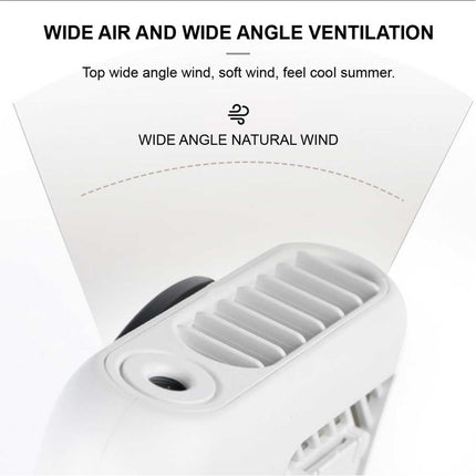 Sky Blue Neck Fan Bladeless Hanging Air Cooler USB Rechargeable Portable Personal