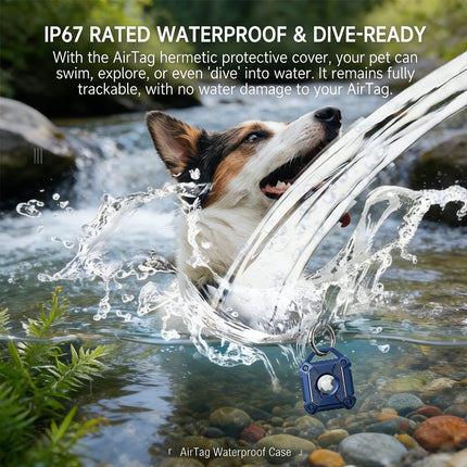 Midnight Blue Apple AirTag Protective Case Waterproof TPU Cover Air Tag Tracker Loop Holder